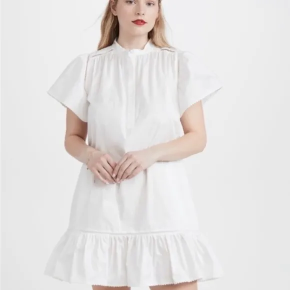 Rebecca Minkoff Natalia Flounce Dress. Color: White.