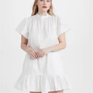 Rebecca Minkoff Natalia Flounce Dress. Color: White.