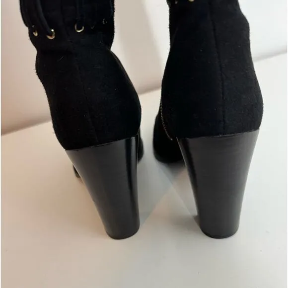 Rebecca Minkoff Women's Bardot Fringe Tall knee high Western Boots black 8.5