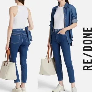 RE/DONE 90s HIGH RISE ANKLE CROP BUTTON FLY STRAIGHT LEG DARK RINSE - 29 NWT