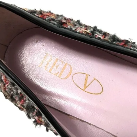 RED VALENTINO GARAVANI Tweed Bow Ballet Flats 38