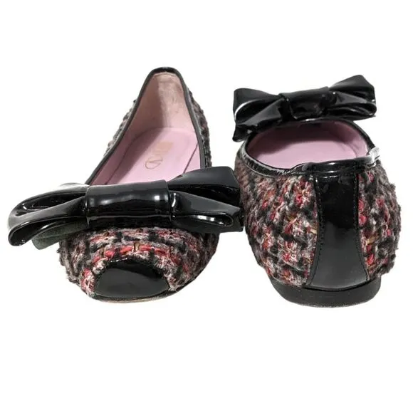RED VALENTINO GARAVANI Tweed Bow Ballet Flats 38