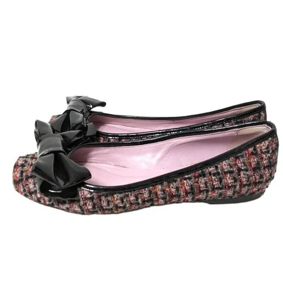 RED VALENTINO GARAVANI Tweed Bow Ballet Flats 38