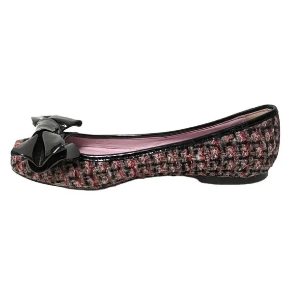 RED VALENTINO GARAVANI Tweed Bow Ballet Flats 38