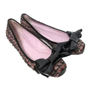 RED VALENTINO GARAVANI Tweed Bow Ballet Flats 38