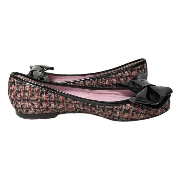 RED VALENTINO GARAVANI Tweed Bow Ballet Flats 38