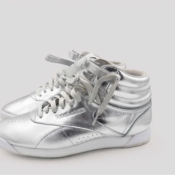 Reebok Freestyle Hi Metallic Silver Sneakers – Women’s Size (with box)