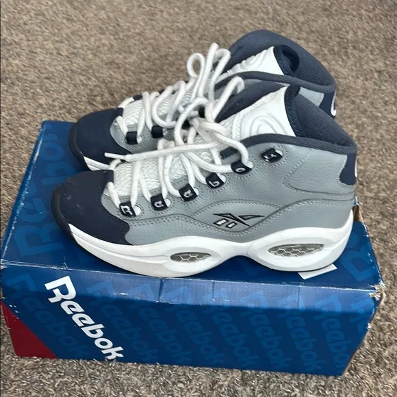 Reebok Kids' Gray and Navy Allen Iverson Question Sneakers