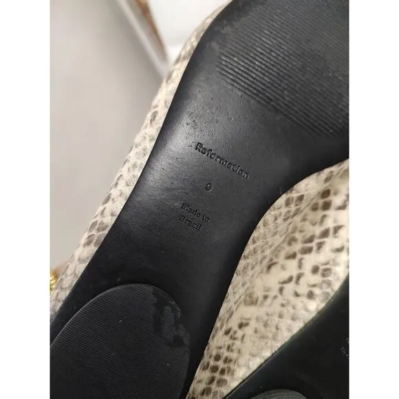 Reformation Ballet Flats Snakeskin Size 9 $300 New