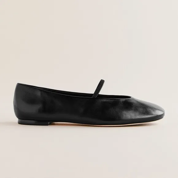 Reformation black leather Bowie ballet flats