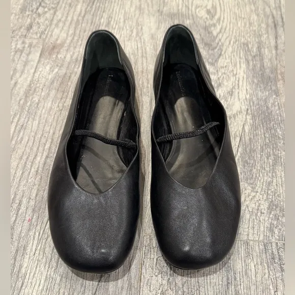 Reformation black leather Bowie ballet flats