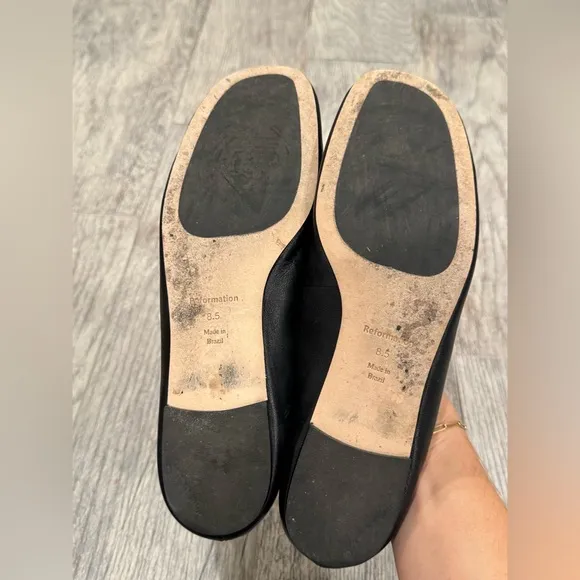 Reformation black leather Bowie ballet flats