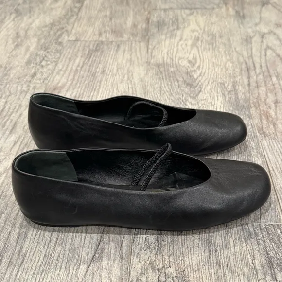 Reformation black leather Bowie ballet flats