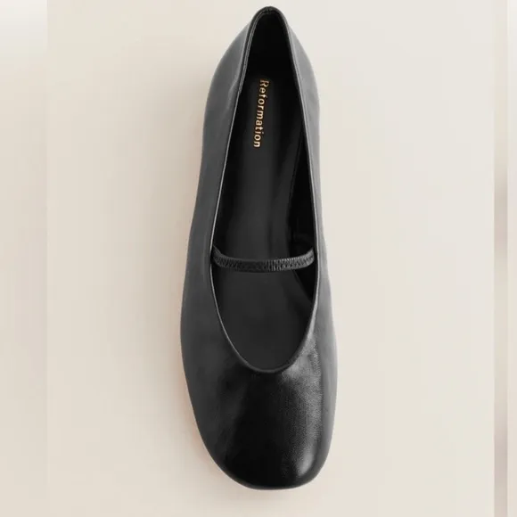 Reformation black leather Bowie ballet flats