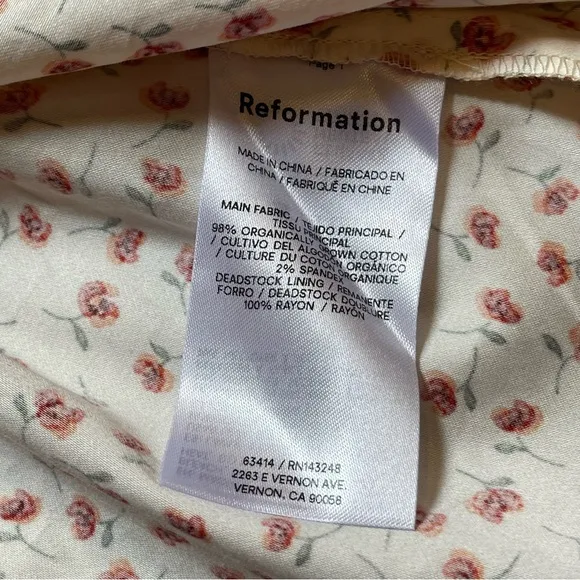 Reformation Marielle Puff Sleeve Dress in Fresa Floral Print Size 6