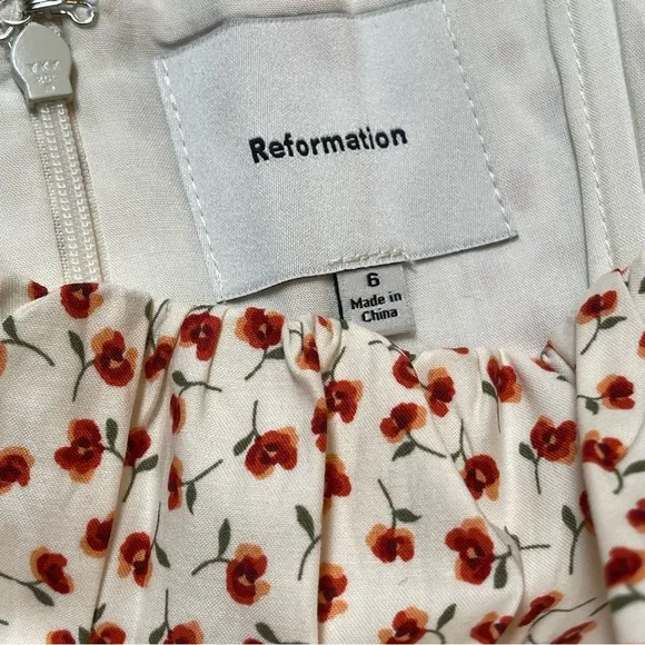 Reformation Marielle Puff Sleeve Dress in Fresa Floral Print Size 6