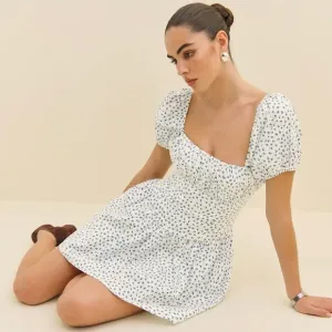 Reformation Marielle Puff Sleeve Dress in Hanna Blue Floral Size 4