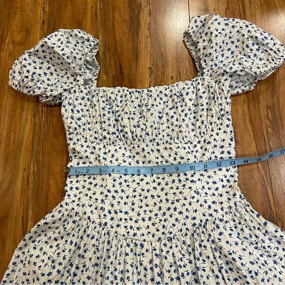 Reformation Marielle Puff Sleeve Dress in Hanna Blue Floral Size 4