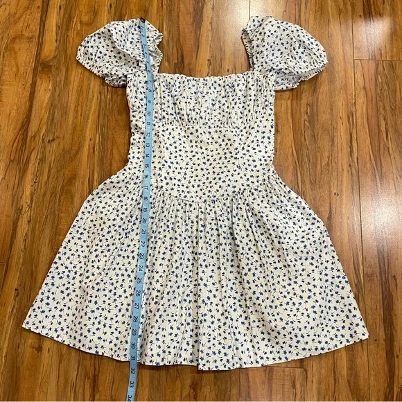 Reformation Marielle Puff Sleeve Dress in Hanna Blue Floral Size 4