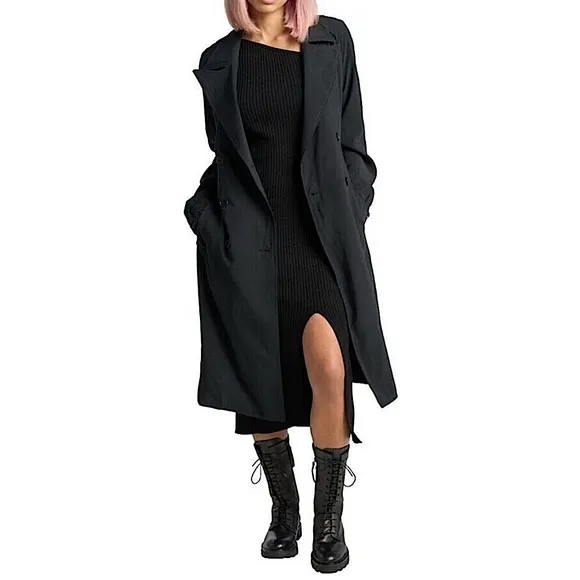 REVOLVE LITA by Ciara Long Trench Coat Black Lightweight Lined Size Various NWT