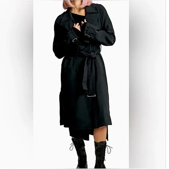 REVOLVE LITA by Ciara Long Trench Coat Black Lightweight Lined Size Various NWT