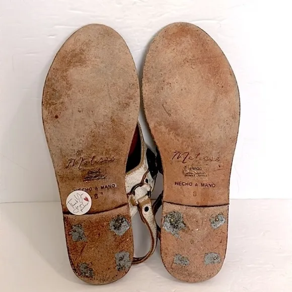 REVOLVExMatisse Ringo Leather Distressed Concho Thong Sandals distressed white 8