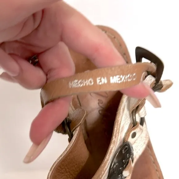 REVOLVExMatisse Ringo Leather Distressed Concho Thong Sandals distressed white 8