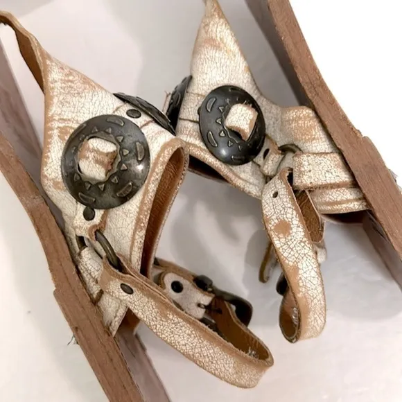 REVOLVExMatisse Ringo Leather Distressed Concho Thong Sandals distressed white 8