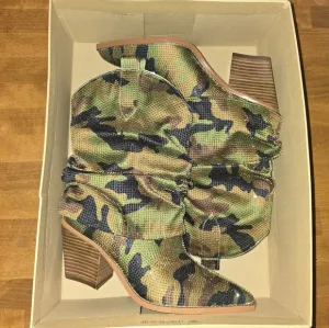 Rhinestone Studded Camo Boots