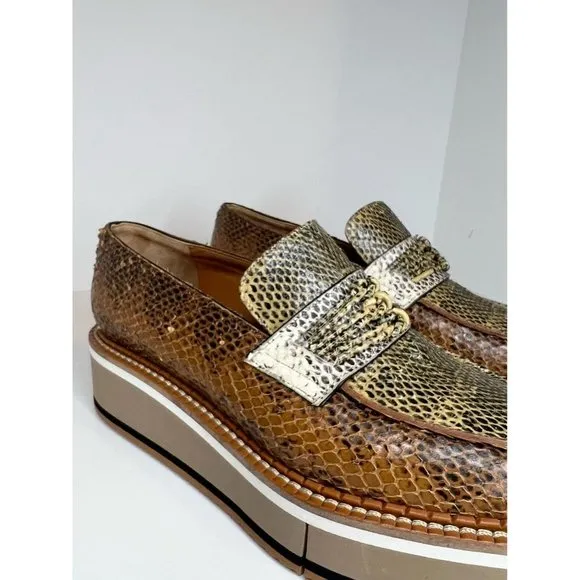 Robert Clergerie Snakeskin Loafers, Size 38.5
