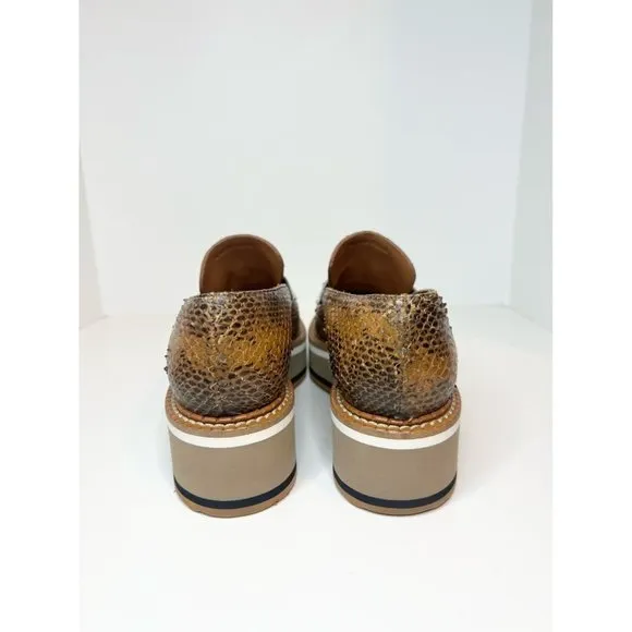 Robert Clergerie Snakeskin Loafers, Size 38.5