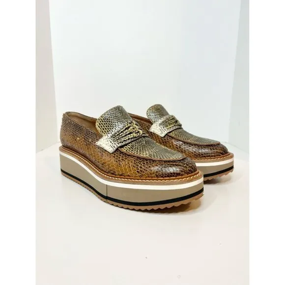 Robert Clergerie Snakeskin Loafers, Size 38.5