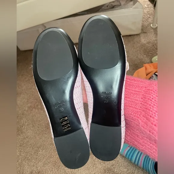 Roberto Festa for Sesto Meucci Pink and Black Tweed Ballerina Flats