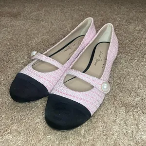 Roberto Festa for Sesto Meucci Pink and Black Tweed Ballerina Flats