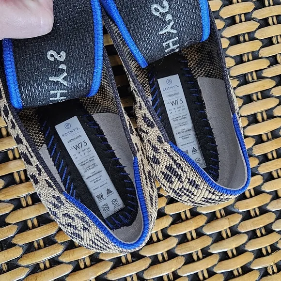 Rothy's &quot;The Point&quot; Retired Leopard Black Tan Loafer Flats Womens 7.5 Rare
