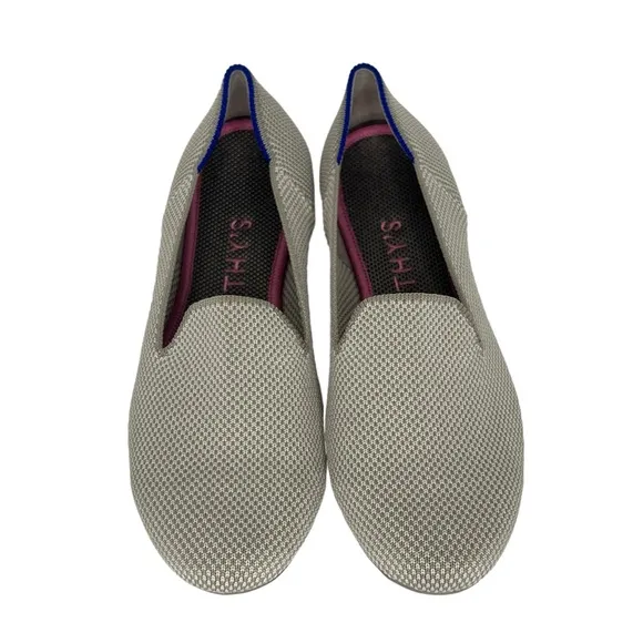 Rothy’s Beige The Loafers Double Stitch Knit Fabric Flats Slip On Shoes Size 6