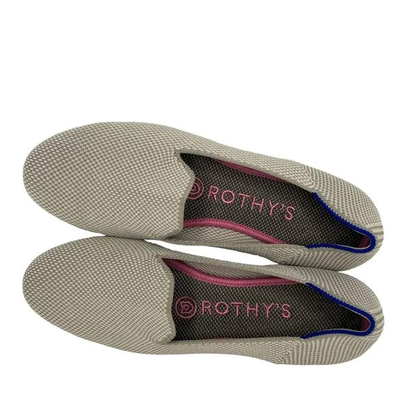 Rothy’s Beige The Loafers Double Stitch Knit Fabric Flats Slip On Shoes Size 6