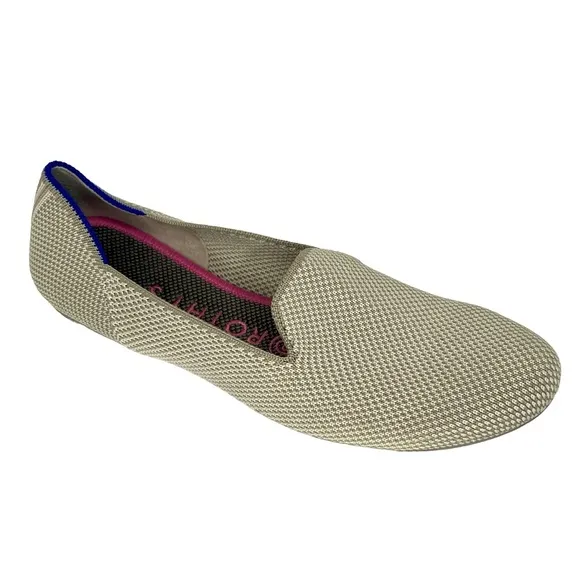 Rothy’s Beige The Loafers Double Stitch Knit Fabric Flats Slip On Shoes Size 6
