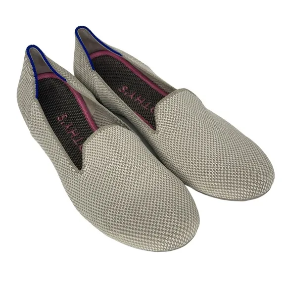 Rothy’s Beige The Loafers Double Stitch Knit Fabric Flats Slip On Shoes Size 6