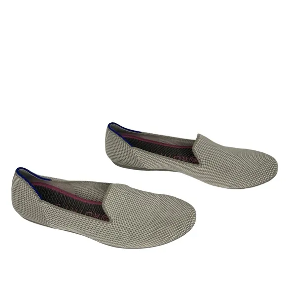 Rothy’s Beige The Loafers Double Stitch Knit Fabric Flats Slip On Shoes Size 6