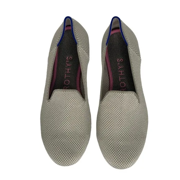 Rothy’s Beige The Loafers Double Stitch Knit Fabric Flats Slip On Shoes Size 6