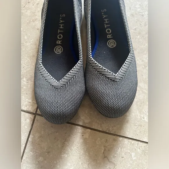 Rothy’s BirdsEye Black Grey Round Toe Flats Womens size 8
