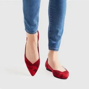 ROTHY'S Camo Point Toe Knit Flats in Red Camo