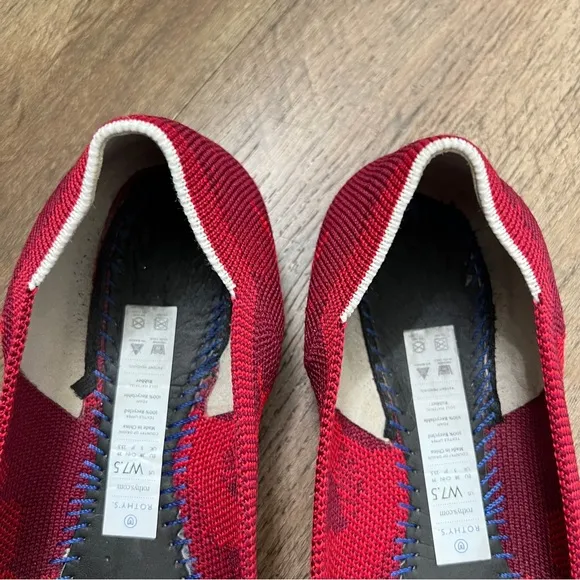 ROTHY'S Camo Point Toe Knit Flats in Red Camo