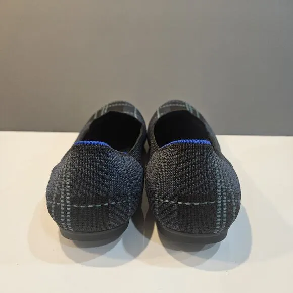 Rothys Flats Shoes Womens Size 7 Plaid Blue Loafers Slip On