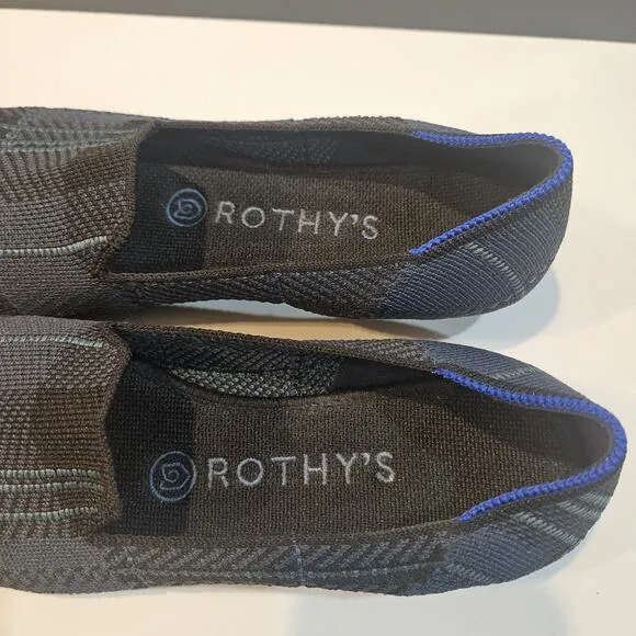Rothys Flats Shoes Womens Size 7 Plaid Blue Loafers Slip On