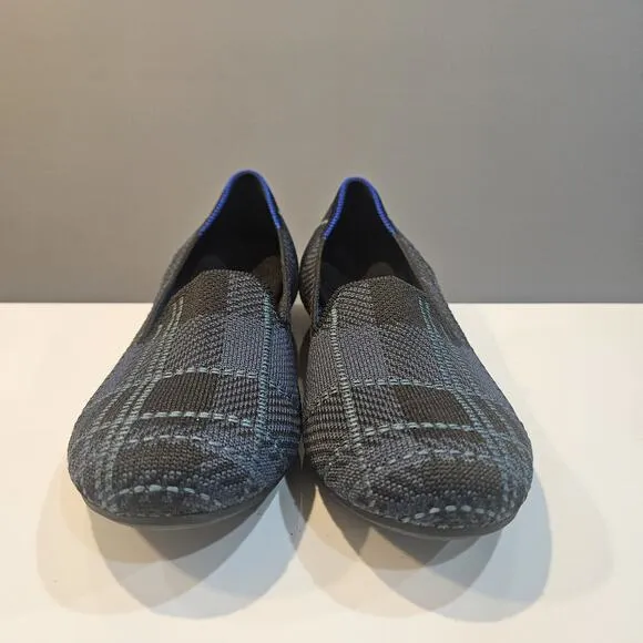 Rothys Flats Shoes Womens Size 7 Plaid Blue Loafers Slip On