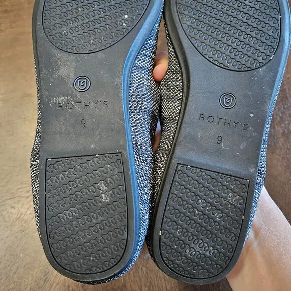 Rothys Flats Womens Size 9 Round Toe Slip On Shoe Grey Stretch Comfort Marled