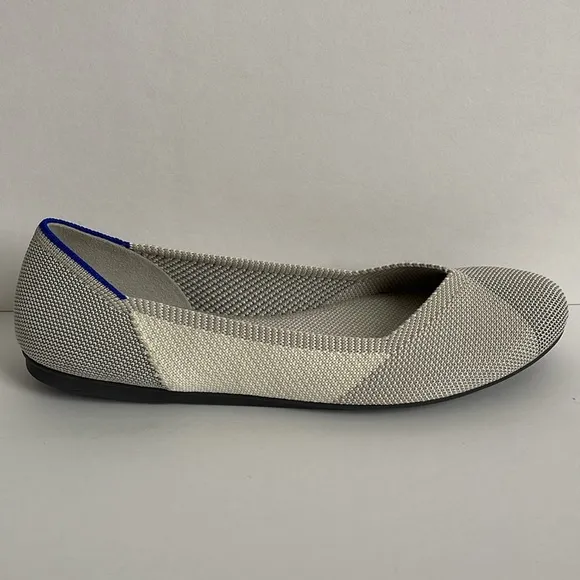 Rothy's Gray Beige Ivory Round Toe Ballet Flats Size 8
