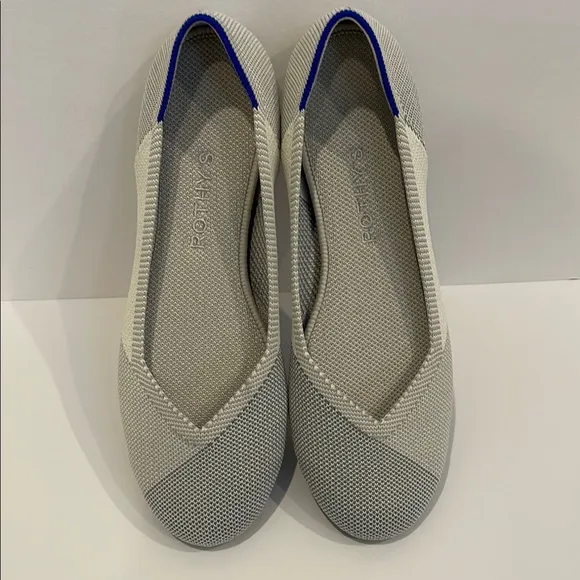 Rothy's Gray Beige Ivory Round Toe Ballet Flats Size 8
